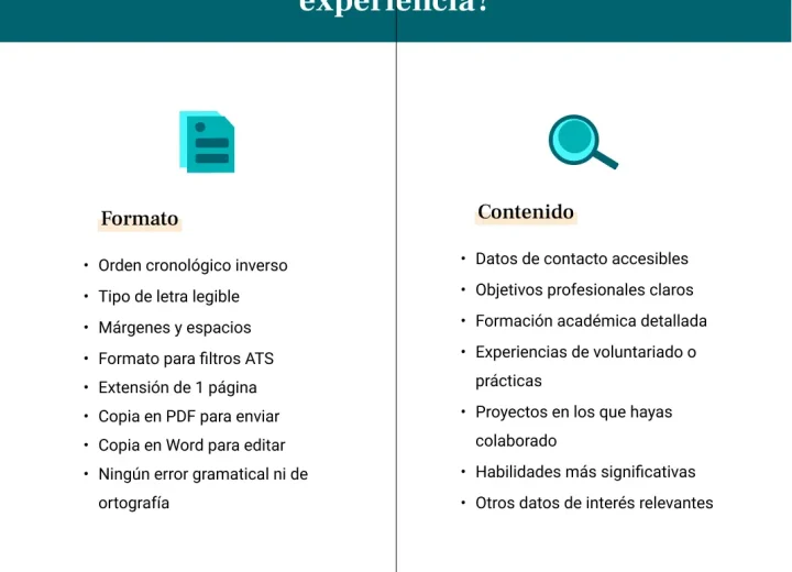 Contar con información personal, educativa y de habilidades blandas